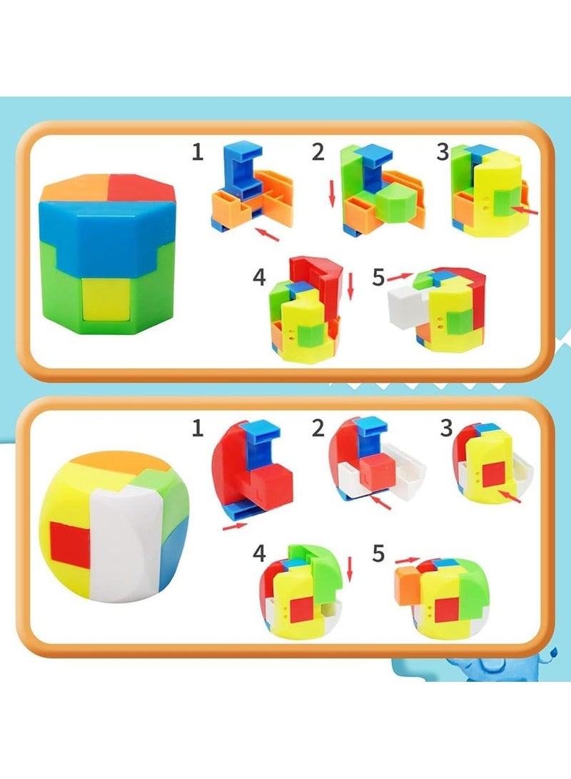 مجموعة ألعاب ألغاز تعليمية 6 في 1 للأطفال: أشكال هندسية ثلاثية الأبعاد ملونة لتعزيز المهارات الإدراكية والتفكير المنطقي والإبداع - مثالية للأعمار من 3 سنوات فما فوق - Image 3